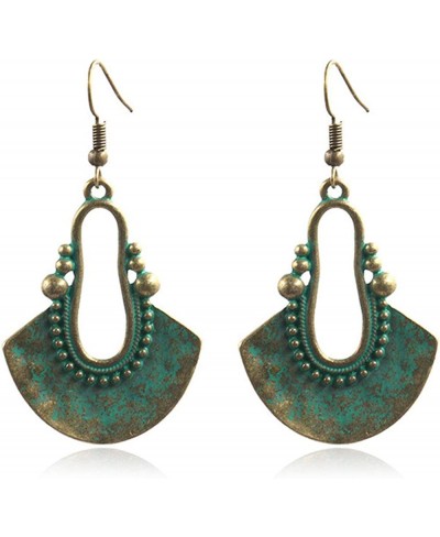 Boho Chic Handmade Hollow Shield Shape with Hammered Drop Earrings Vintage Statement Dangle Earring For Women Girls $8.69 Dro...