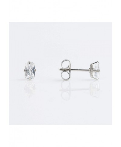 Sensitive Cubic Zirconia Stud Earrings 5x3mm Hypoallergenic and Nickel Free for Sensitive Ears Surgical Stainless Steel Posts...