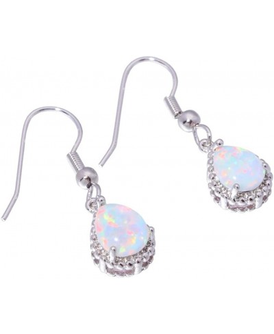 Teardrop Earrings Created White Fire Opal Jewelry Gemstone Dangle Earrings for Women Useful and Practical $9.06 Drop & Dangle