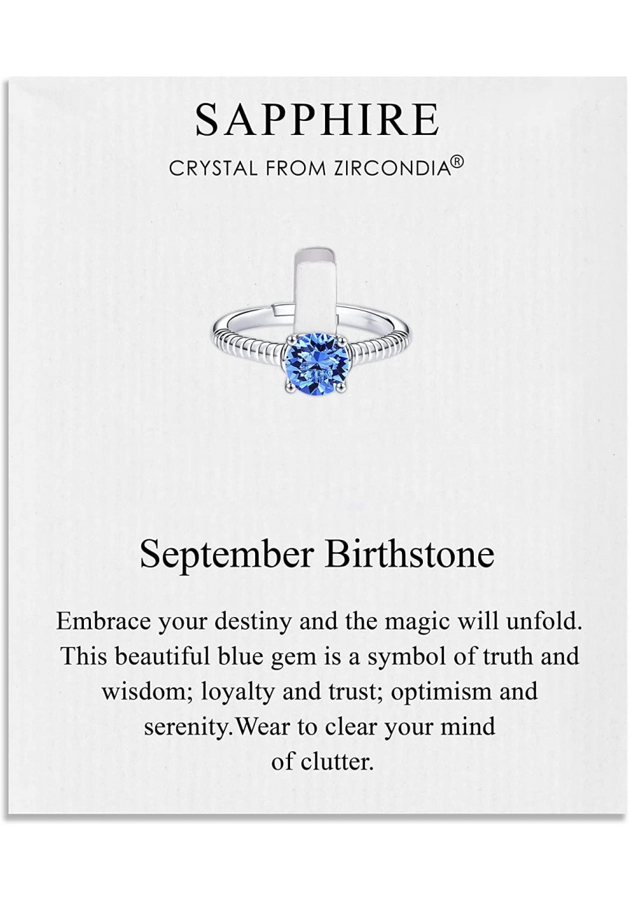 September (Sapphire) Adjustable Birthstone Ring Created with Crystals $16.56 Statement