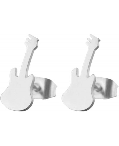 Fashion Guitar Studs Earrings Mini Personality Female Metal Ear Jewelry $10.92 Stud