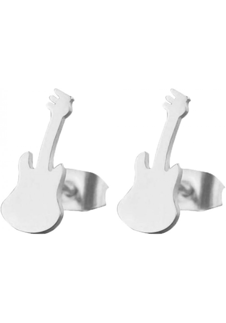 Fashion Guitar Studs Earrings Mini Personality Female Metal Ear Jewelry $10.92 Stud