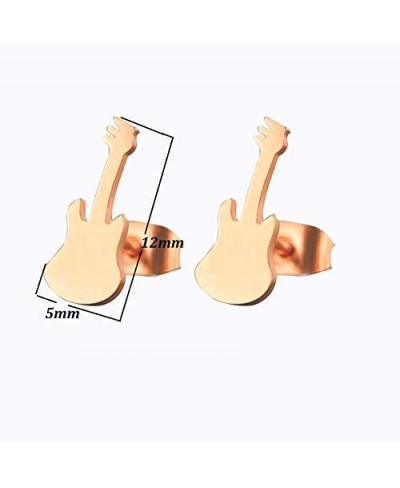 Fashion Guitar Studs Earrings Mini Personality Female Metal Ear Jewelry $10.92 Stud