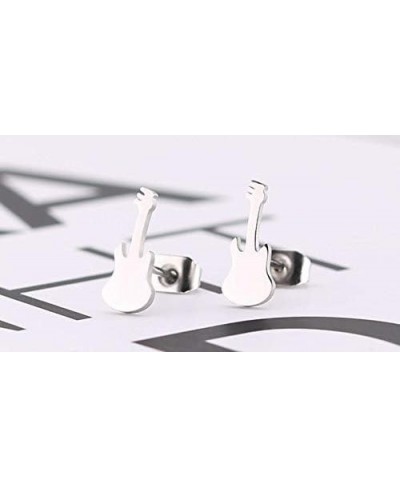 Fashion Guitar Studs Earrings Mini Personality Female Metal Ear Jewelry $10.92 Stud