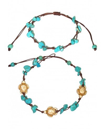 Turtle Stone Blue Turquoise Bead Anklet or Bracelet 26 cm.Handmade for Women Teens and Girls $13.81 Anklets