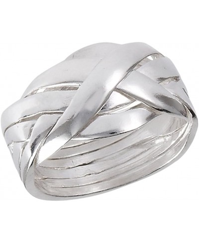 Six Piece Hard Puzzle Knot Weave Mesh Ring .925 Sterling Silver Band Sizes 6-12 $34.17 Bands