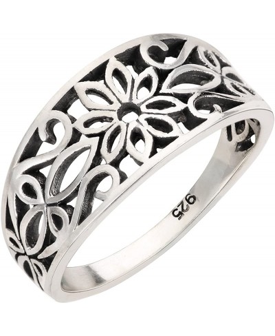 925 Sterling Silver Antique Filigree Design Floral Ring (Sizes 4-15) $8.53 Statement