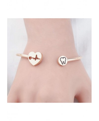 Heart Beat Dentist Necklace Bracelet Dental Hygienist Jewelry Gift for Dental Assistant Dental Hygienist $16.17 Cuff