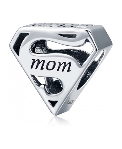 Mom Heart Beating Love Charms for Bracelets Silver Love Pendant Cubic Zirconia Beads for Bracelets & Necklaces for Valentine'...