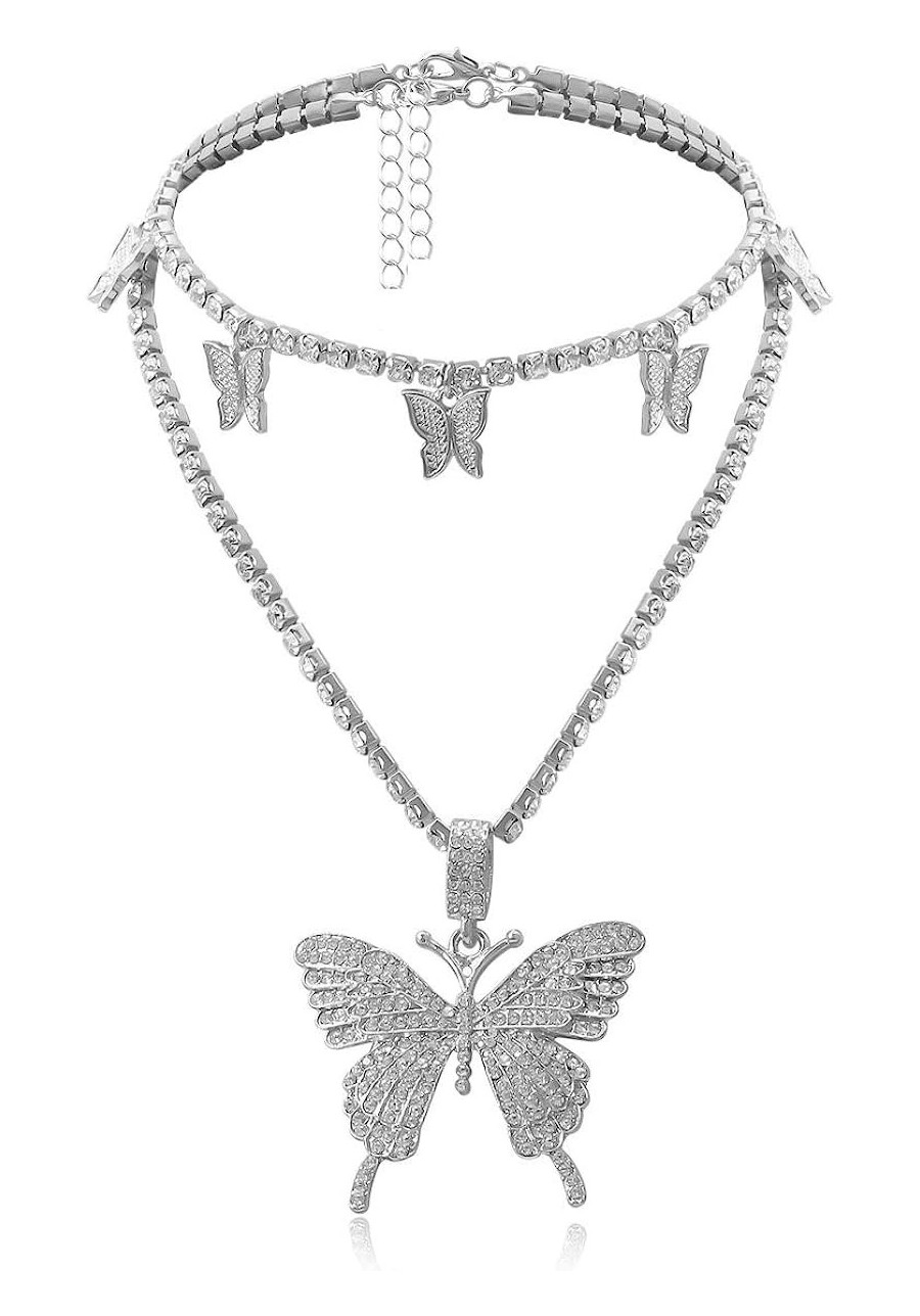 Dainty Gold Butterfly Necklace Chain for Women Butterfly Necklaces Choker Jewelry for Teen Girls $9.40 Pendant Necklaces