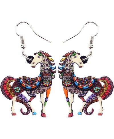 Acrylic Patterned Colorful Dangle Love Horse Earrings Drop Fashion Animal Jewelry For Women Girls Kids GIFT $6.77 Drop & Dangle