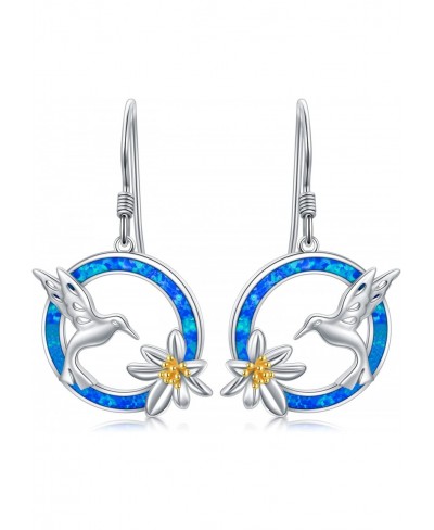 Daisy Hummingbird Earrings Sterling Silver Bird Dangle Earrings for Women Girls Gifts $24.90 Drop & Dangle