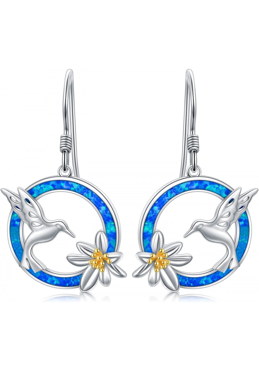 Daisy Hummingbird Earrings Sterling Silver Bird Dangle Earrings for Women Girls Gifts $24.90 Drop & Dangle