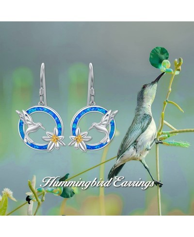 Daisy Hummingbird Earrings Sterling Silver Bird Dangle Earrings for Women Girls Gifts $24.90 Drop & Dangle