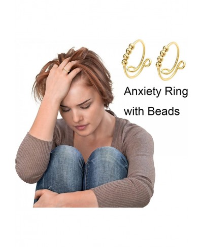 Anxiety Ring with Beads Fidget Spinning Rings for Women Figit Anxiety Beads Rings for Men Fidget Rings for Anxiety for Women ...