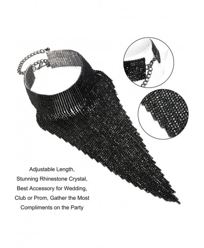 Rhinestone Statement Necklace for Women Tassel Bib Choker Collar Chunky Costume Jewelry for Party Formal $21.50 Collars