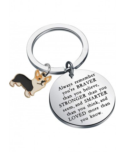 Corgi Lover Gift You are Braver Stronger Smarter Than You Think Keychain Inspirational Gift Dog Lovers Gift $14.25 Pendants &...