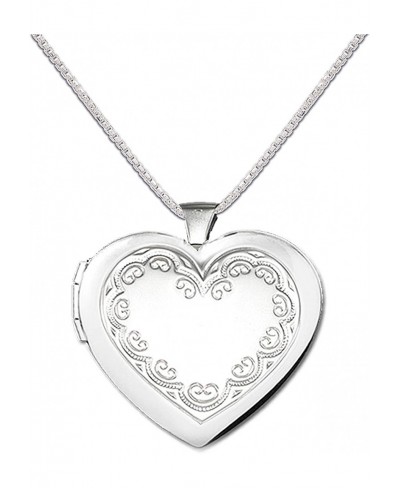 Sterling Silver Engraved Heart Locket Necklace $50.18 Lockets