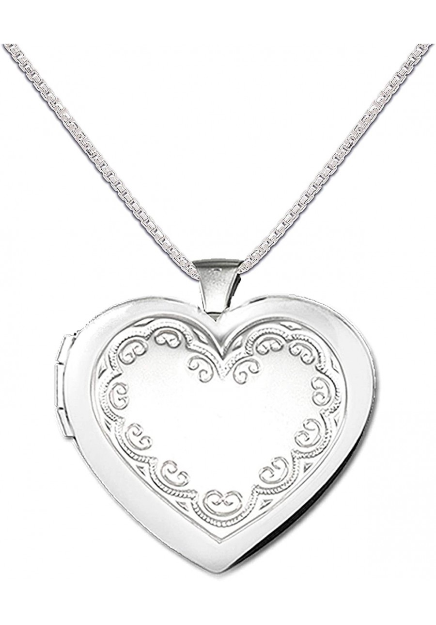 Sterling Silver Engraved Heart Locket Necklace $50.18 Lockets