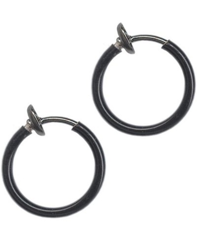 No Piercing Endless Continuous Unisex Illusion Hoop Clip Ring in Black-Tone Steel 15mm $14.39 Faux Body Piercing Jewelry