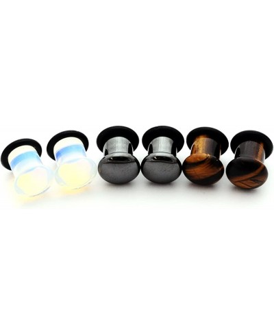 Set of 3 Pairs Single Flare Stone Plugs - 4g - 5mm - (Opalite Hematite Tiger Eye) - Sold As a Pair $10.84 Piercing Jewelry