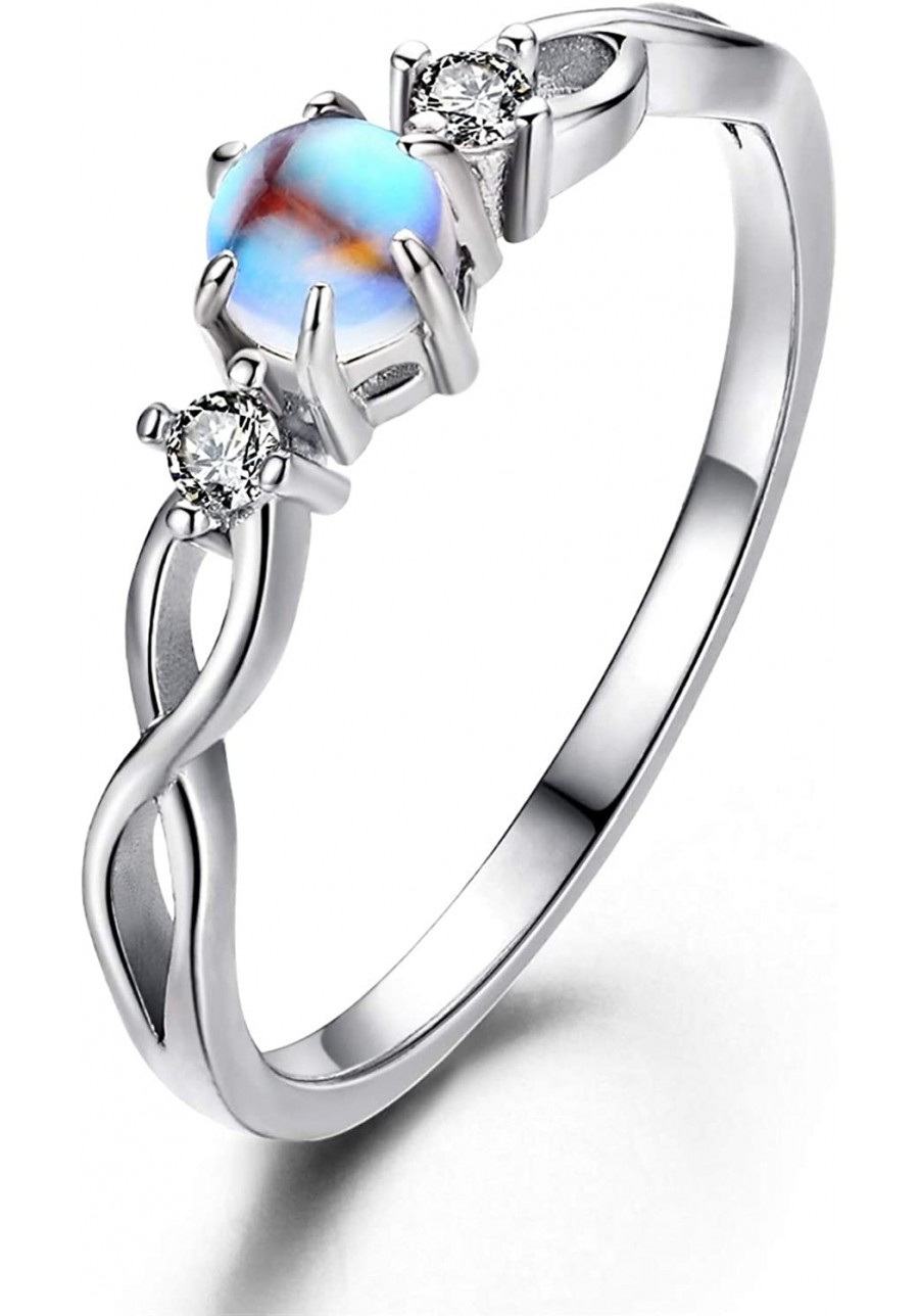 Moonstone Ring 925 Sterling Silver Rainbow Moonstone Infinity Ring for Women Promise Rings Moonstone Jewellery Gifts for Enga...