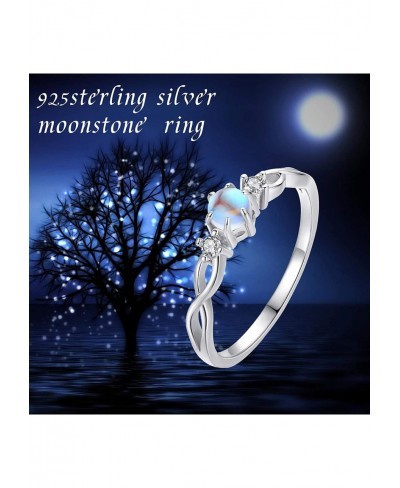 Moonstone Ring 925 Sterling Silver Rainbow Moonstone Infinity Ring for Women Promise Rings Moonstone Jewellery Gifts for Enga...