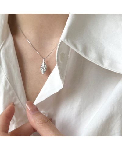 CZ Leaf Pendant Necklace for Women Girls 925 Sterling Silver Dainty Crystal Charms Drop Adjustable Link Chain Choker Necklace...