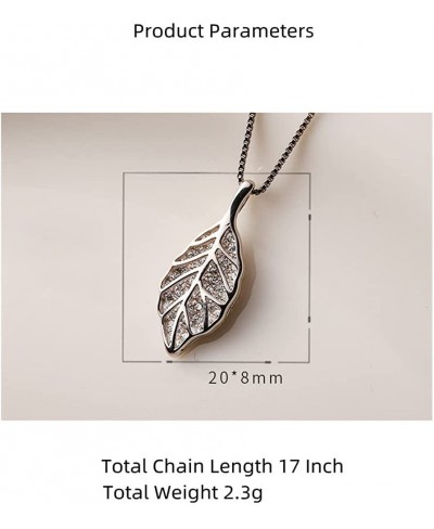 CZ Leaf Pendant Necklace for Women Girls 925 Sterling Silver Dainty Crystal Charms Drop Adjustable Link Chain Choker Necklace...