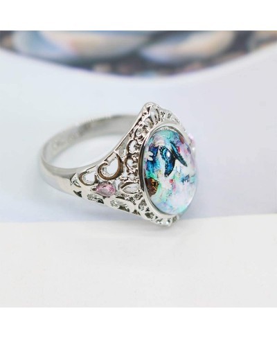 Colorful Butterfly Ring Oval Crystal Wedding Engagement Anniversary Party Crystal Rings Simple Fashion Creative Jewelry for W...