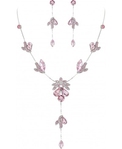 Gorgeous Swarovski Crystal Pear Shape Floral Necklace Earrings Jewelry Set for Women Girls $20.97 Jewelry Sets