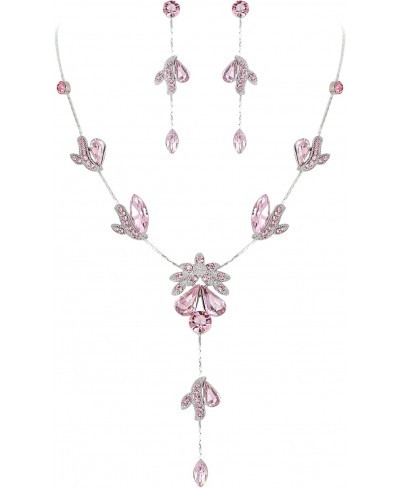 Gorgeous Swarovski Crystal Pear Shape Floral Necklace Earrings Jewelry Set for Women Girls $20.97 Jewelry Sets