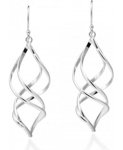 Trendy 3D Spiral .925 Sterling Silver Dangle Earrings $36.18 Drop & Dangle