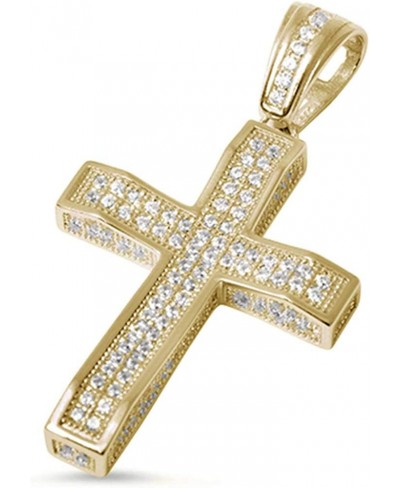 Micro Pave Cubic Zirconia Cross .925 Sterling Silver Pendant $28.93 Pendants & Coins