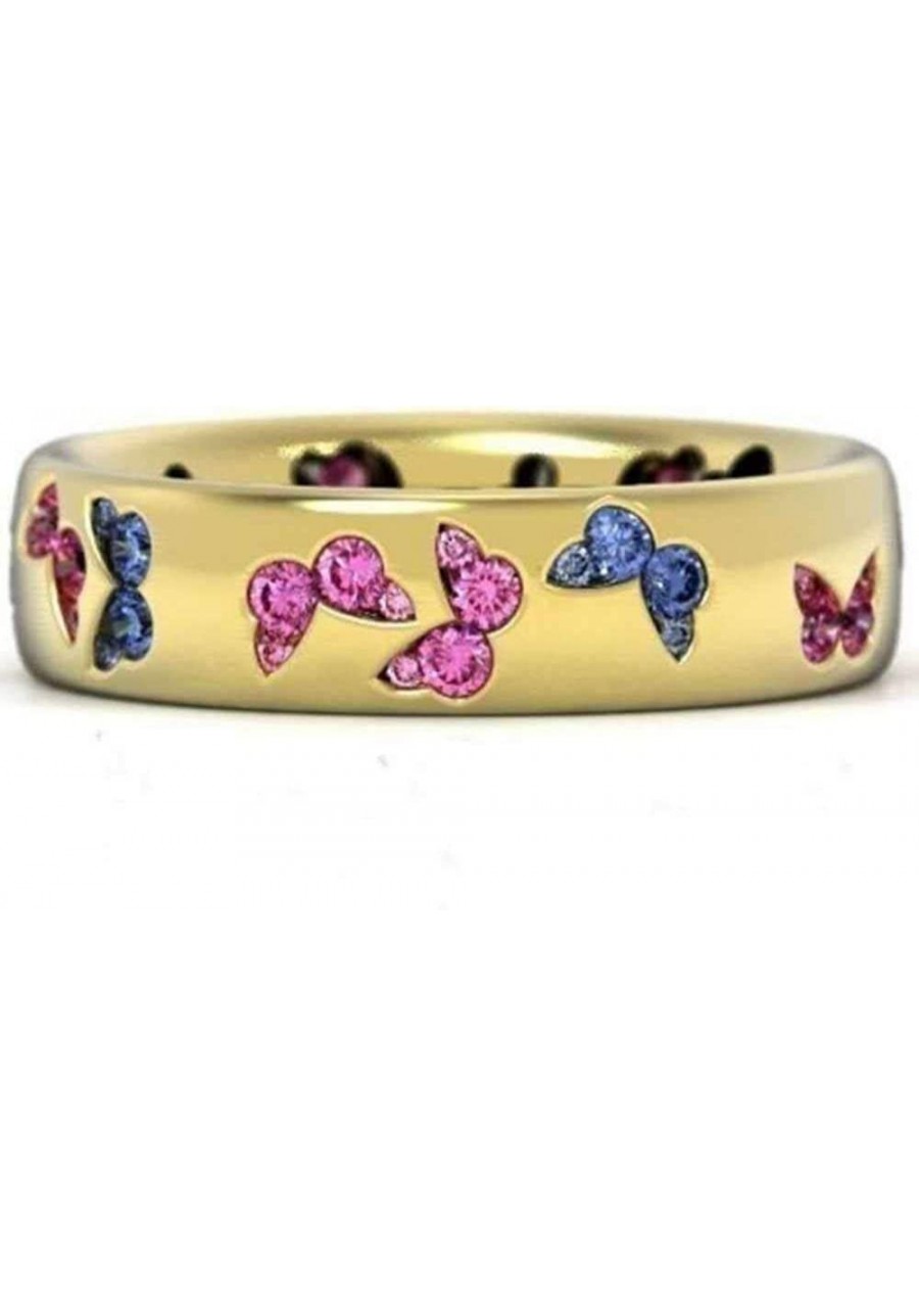 5mm Yellow Gold Plated Canday Color Butterfly Wedding Band Stackable Ring $9.20 Wedding Bands