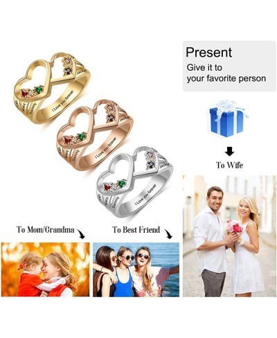 Custom Mothers Rings with 6 Simulated Birthstone Engraved Name Rings for Family Jewelry Gift Personalized Womens Rings $41.84...