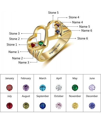 Custom Mothers Rings with 6 Simulated Birthstone Engraved Name Rings for Family Jewelry Gift Personalized Womens Rings $41.84...