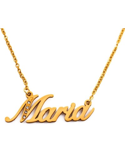 Maria Name Necklace Personalized Gold Plated Crystal Necklace - Jewelry Gift Women Girlfriend Mother Sister Friend $32.39 Chains