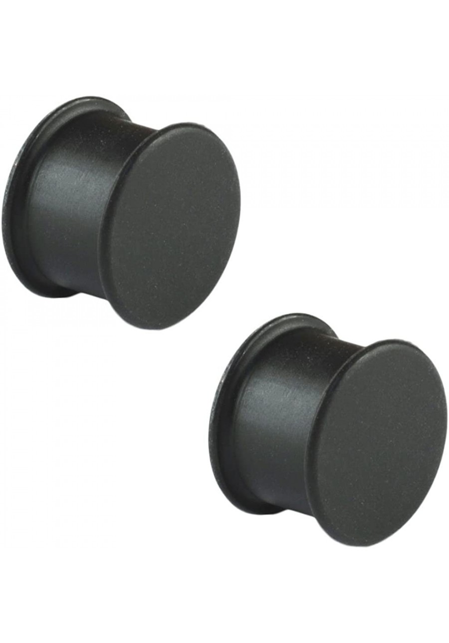 Pair of Silicone Solid Front Plugs - 7/8" Wearable Length - 3/8" Black $16.36 Piercing Jewelry