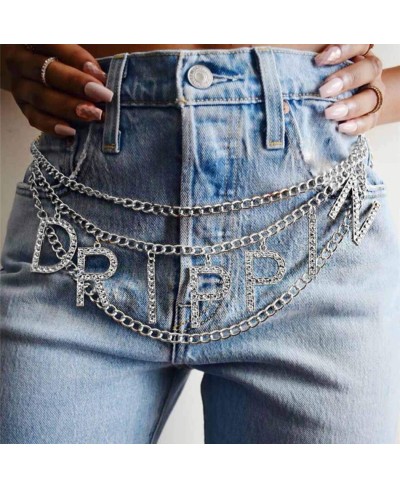 Layered Waist Chain Letters Rhinestone Belly Chains Fashion Crystal Body Jewelry for Women and Girls (Silver) $20.57 Body Chains
