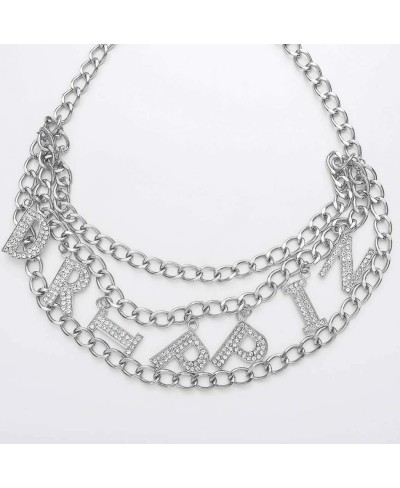 Layered Waist Chain Letters Rhinestone Belly Chains Fashion Crystal Body Jewelry for Women and Girls (Silver) $20.57 Body Chains