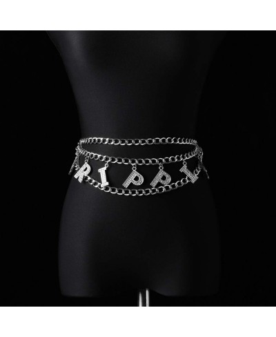 Layered Waist Chain Letters Rhinestone Belly Chains Fashion Crystal Body Jewelry for Women and Girls (Silver) $20.57 Body Chains