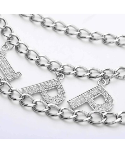 Layered Waist Chain Letters Rhinestone Belly Chains Fashion Crystal Body Jewelry for Women and Girls (Silver) $20.57 Body Chains