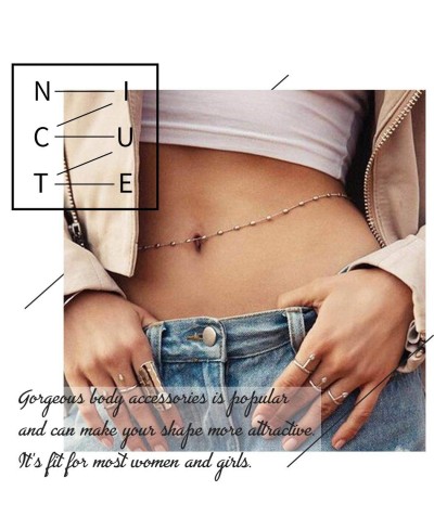 Layered Waist Chain Letters Rhinestone Belly Chains Fashion Crystal Body Jewelry for Women and Girls (Silver) $20.57 Body Chains