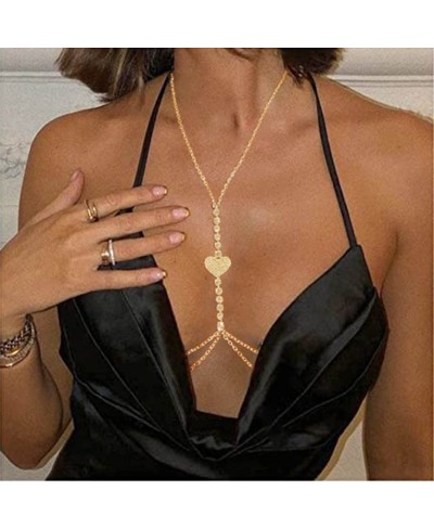 Boho Rhinestone Bra Chain Love Body Chains Rave Cheat Chain Nightclub Body Jewelry Accessories for Women and Girls $9.81 Body...