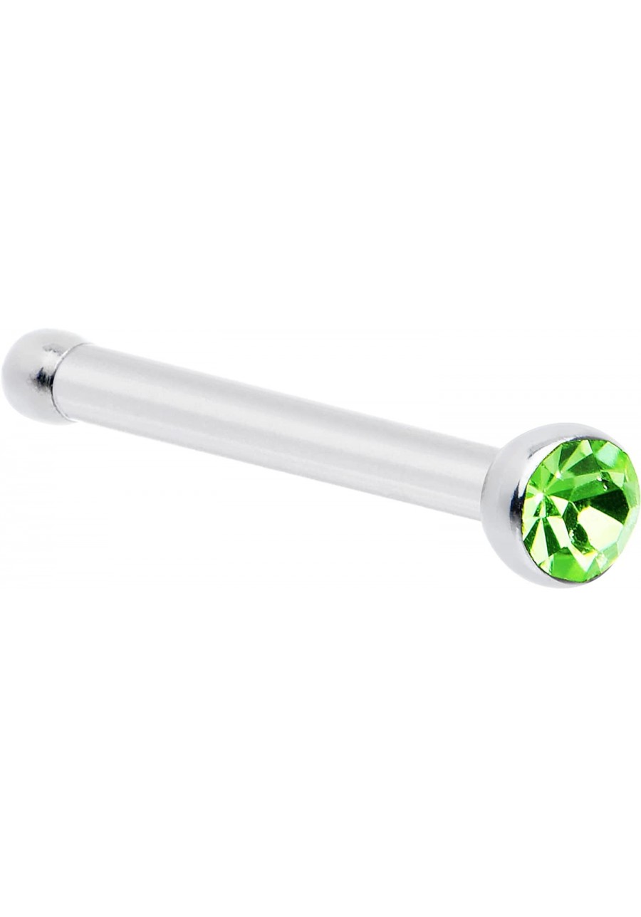 Stainless Steel 1.57mm Green Accent Micro Nose Stud Bone 20 Gauge $6.02 Piercing Jewelry