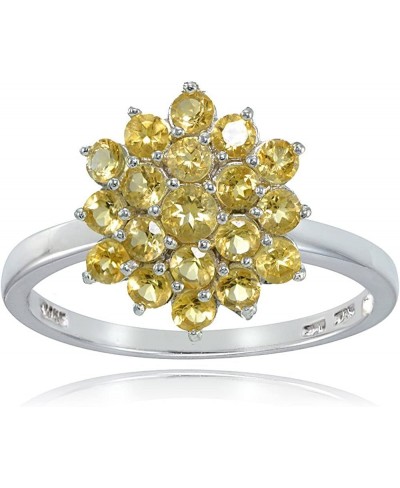 Sterling Silver Genuine Citrine Flower Ring $33.73 Statement