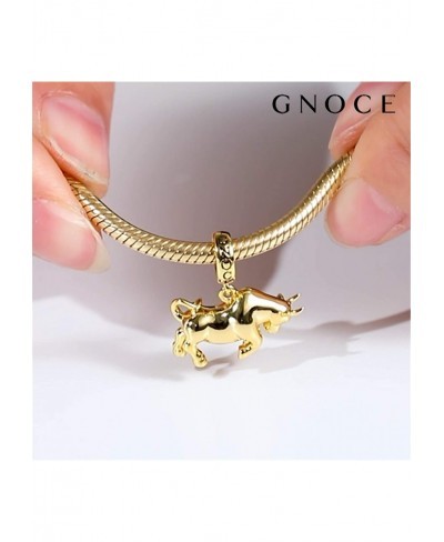 Charging Bull Pendant Charm Sterling Silver 18k Gold Plated Animal Dangle Charm Fit Bracelet/Necklace Christmas Gift for Wome...