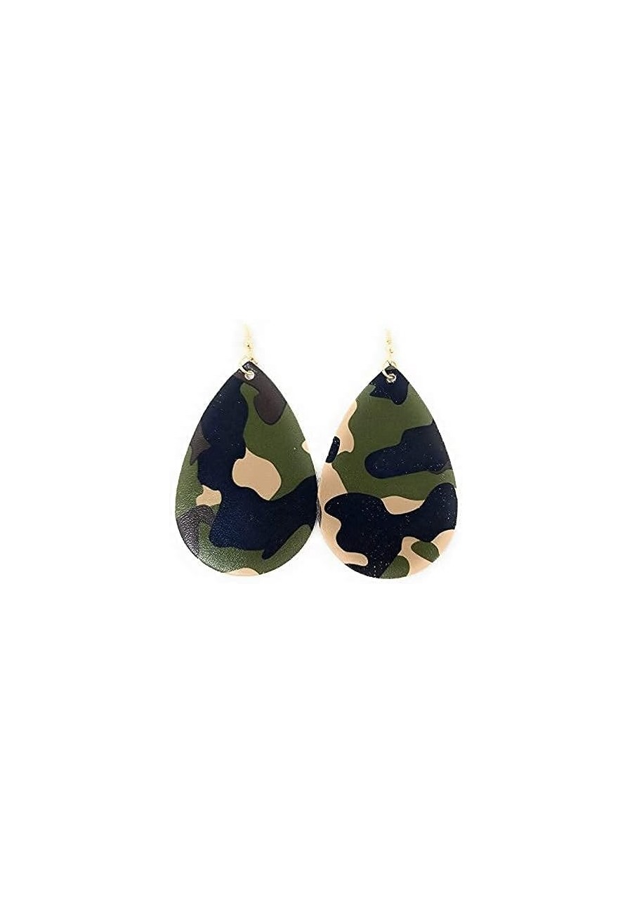 Camouflage Teardrop Leather Earring for Women Leather Earring Pair $15.74 Jewelry Sets