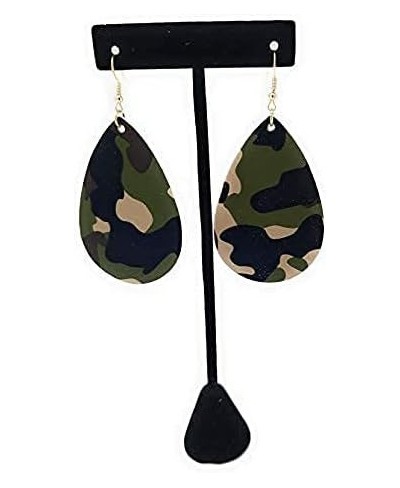 Camouflage Teardrop Leather Earring for Women Leather Earring Pair $15.74 Jewelry Sets